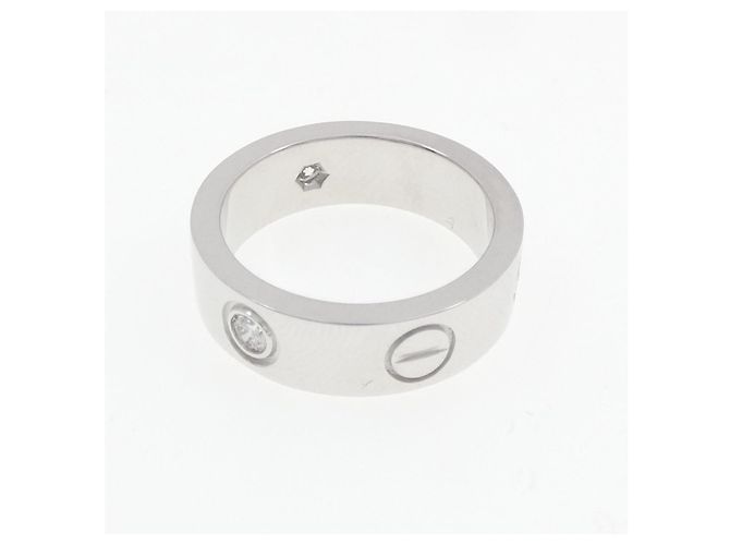 Cartier Love Ring Halb Diamant 750 Weißgold Größe 8 Silber - Ansicht 3