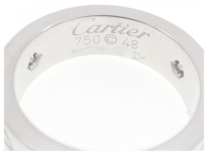 Cartier Love Ring Halb Diamant 750 Weißgold Größe 8 Silber - Ansicht 4