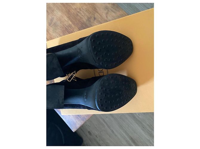 Tod's Botines de ante negro con tacón bloque - vista 6