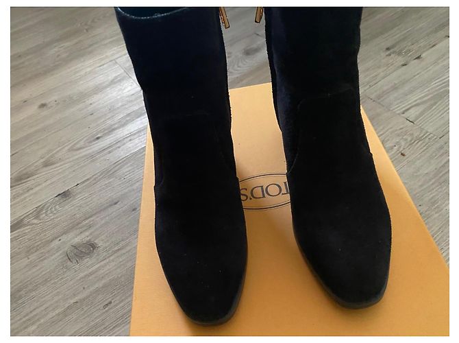 Tod's Botines de ante negro con tacón bloque - vista 8