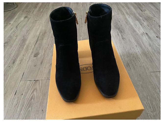 Tod's Botines de ante negro con tacón bloque - vista 9