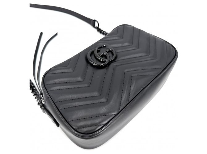 Borsa piccola Gucci GG Marmont Small Camera Bag Nero Bianco - vista 3
