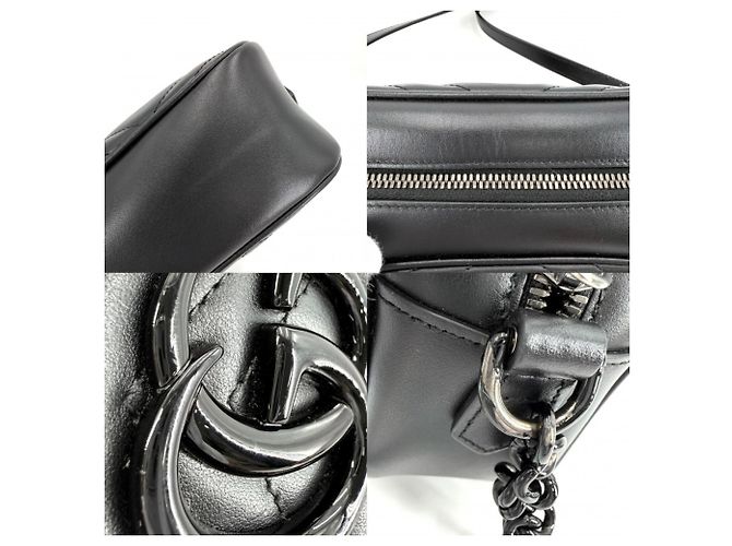 Borsa piccola Gucci GG Marmont Small Camera Bag Nero Bianco - vista 6