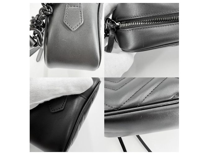 Borsa piccola Gucci GG Marmont Small Camera Bag Nero Bianco - vista 7
