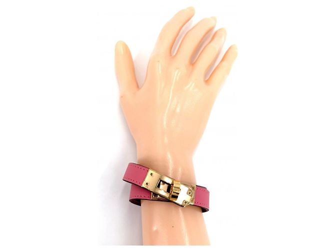 Kelly Hermès Bracciale Charm in Pelle Rosa Hermes - vista 2