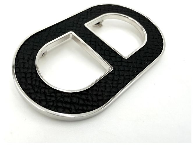 Hermès Spilla in pelle bianca e nera Hermes Nero Bianco - vista 3