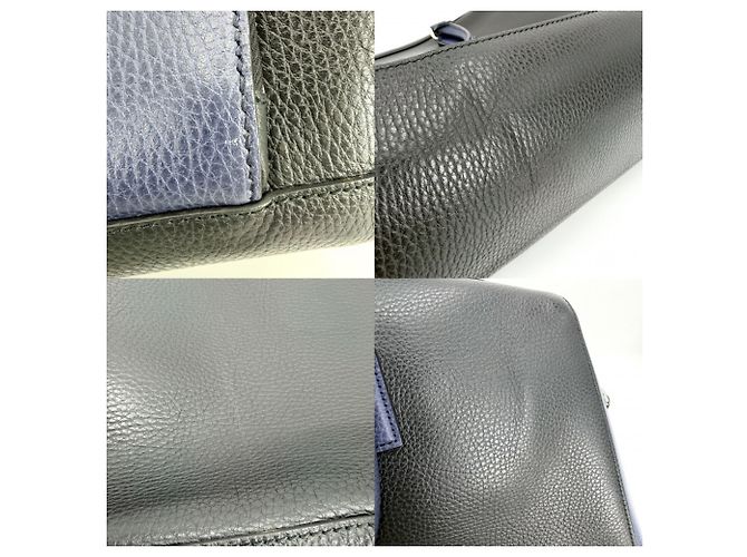 Borsa Tote Documentiera in pelle da uomo Gucci Nero Bianco Blu navy - vista 6