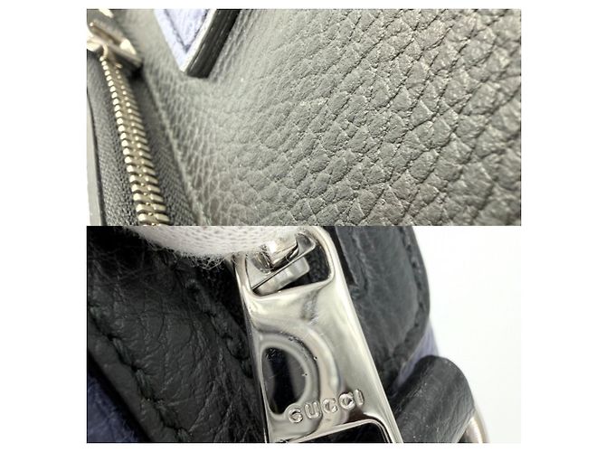 Borsa Tote Documentiera in pelle da uomo Gucci Nero Bianco Blu navy - vista 7