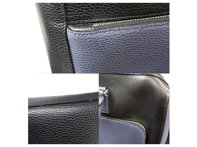 Borsa Tote Documentiera in pelle da uomo Gucci Nero Bianco Blu navy - vista 8