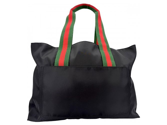 Borsa Tote Gucci Sherry in Nylon Nero e Bianco - vista 2