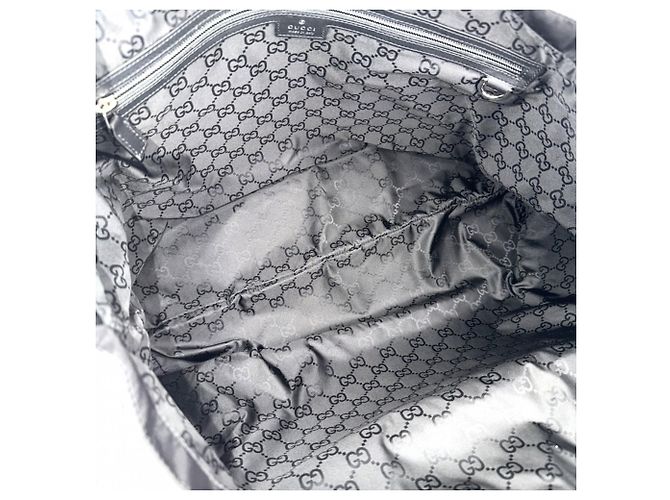 Borsa Tote Gucci Sherry in Nylon Nero e Bianco - vista 4
