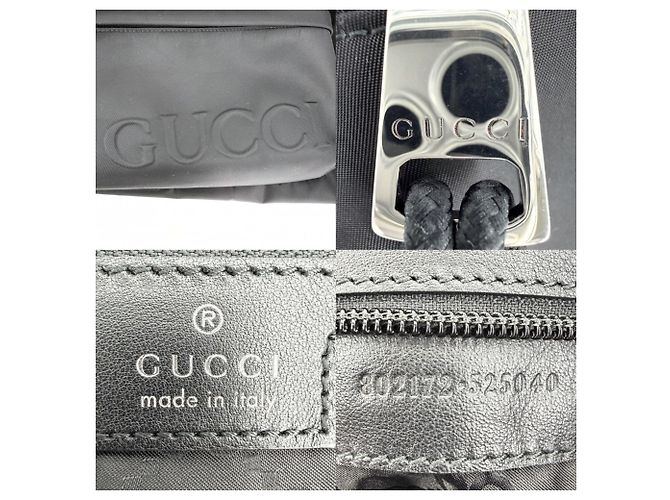 Borsa Tote Gucci Sherry in Nylon Nero e Bianco - vista 5