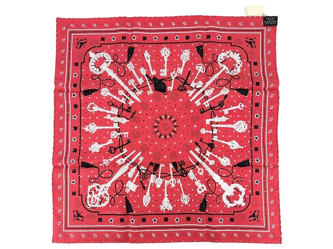 Hermès Hermes Carre 55 Les Cles Bandana Weiß Rot - Ansicht 2