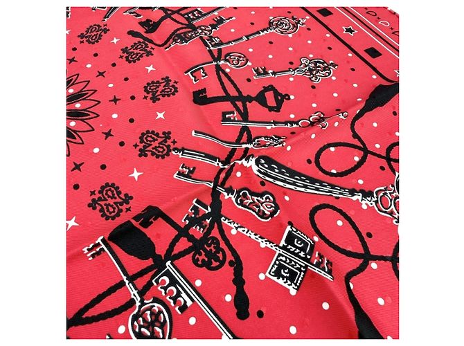 Hermès Hermes Carre 55 Les Cles Bandana Weiß Rot - Ansicht 4