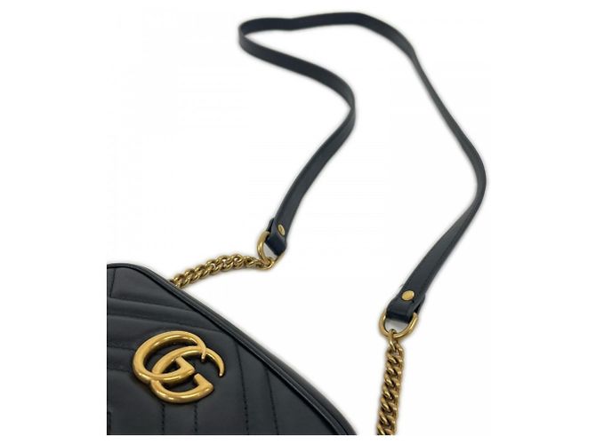 Borsa a tracolla Gucci GG Marmont Nero Bianco - vista 10