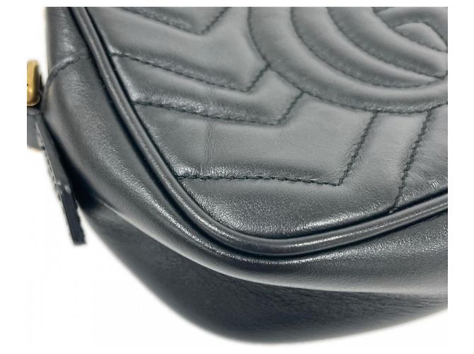 Borsa a tracolla Gucci GG Marmont Nero Bianco - vista 13