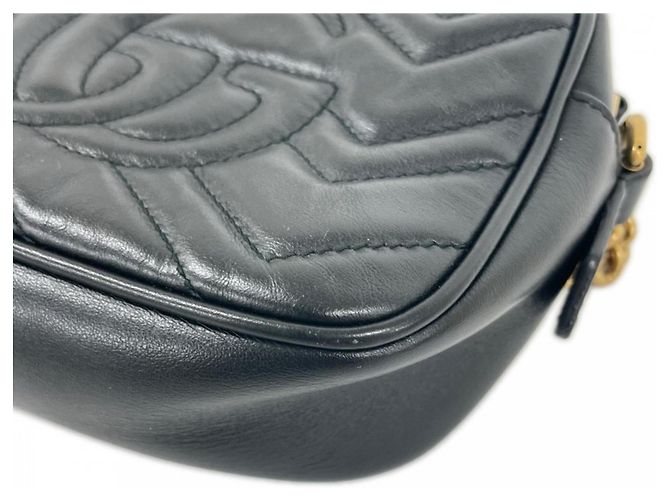 Borsa a tracolla Gucci GG Marmont Nero Bianco - vista 14