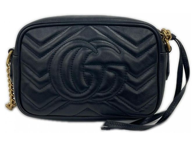 Borsa a tracolla Gucci GG Marmont Nero Bianco - vista 2