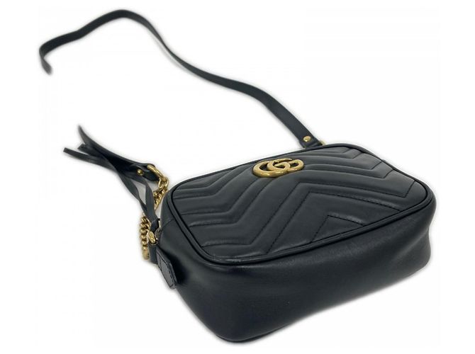 Borsa a tracolla Gucci GG Marmont Nero Bianco - vista 3