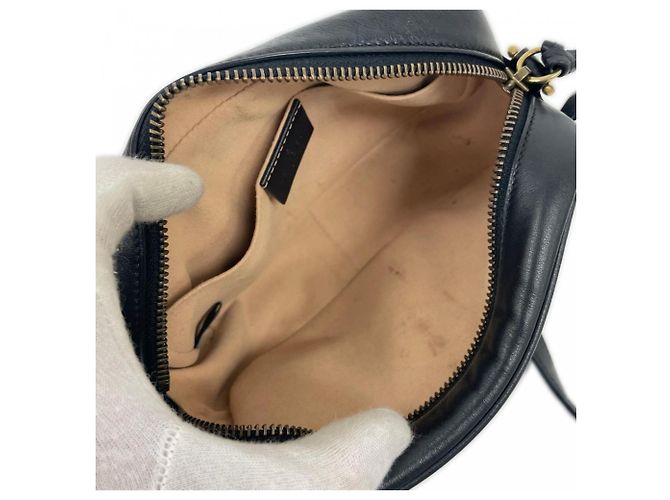 Borsa a tracolla Gucci GG Marmont Nero Bianco - vista 4