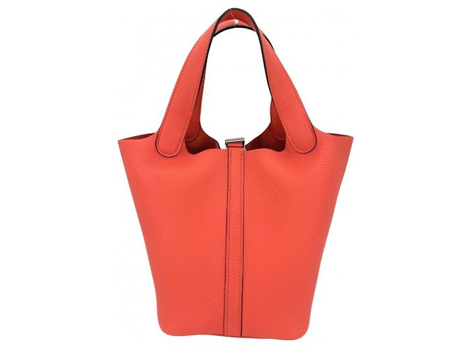 Hermès Borsa Hermes Picotin Lock PM Bianco Arancione - vista 2