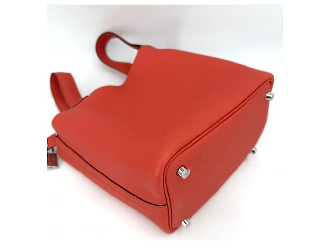 Hermès Borsa Hermes Picotin Lock PM Bianco Arancione - vista 3