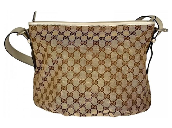 Bolso de hombro Gucci GG Canvas Beige Dorado - vista 2