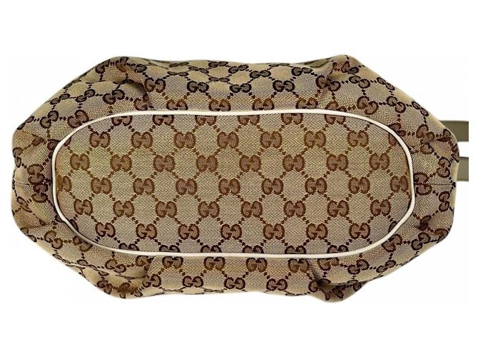Bolso de hombro Gucci GG Canvas Beige Dorado - vista 3