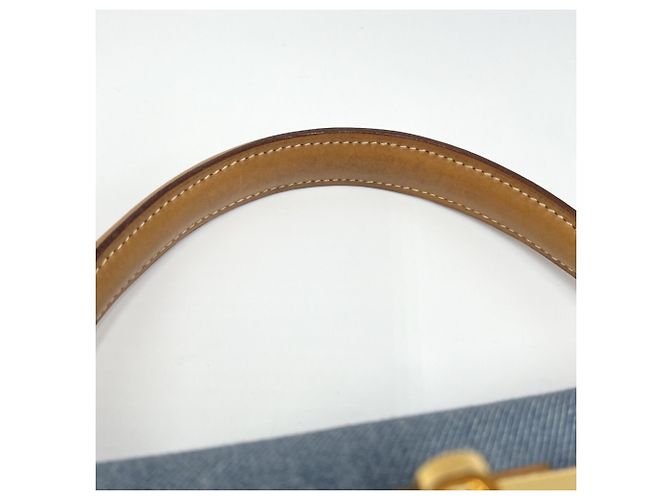 Hermès Borsa Hermes Kelly 32 Denim Marrone Nero Bianco Blu chiaro - vista 15