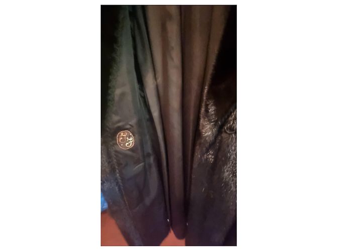Autre Marque Abrigo largo de piel de visón salvaje marrón Marrón oscuro - vista 7