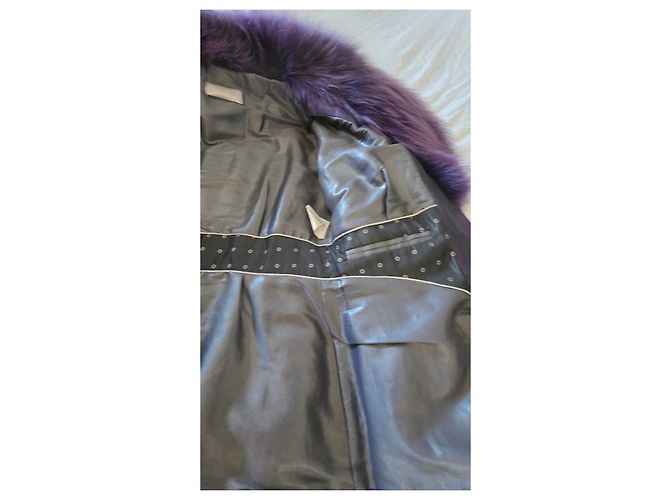Autre Marque Abrigo Martylo morado con insertos de piel de zorro Morado oscuro - vista 11