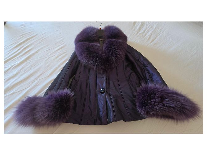 Autre Marque Abrigo Martylo morado con insertos de piel de zorro Morado oscuro - vista 17