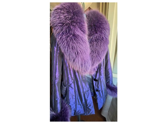 Autre Marque Abrigo Martylo morado con insertos de piel de zorro Morado oscuro - vista 2