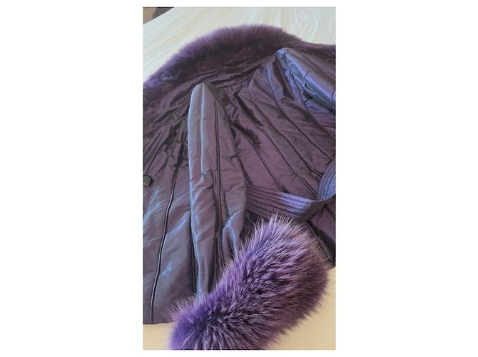 Autre Marque Abrigo Martylo morado con insertos de piel de zorro Morado oscuro - vista 7
