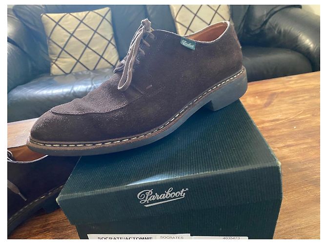 Paraboot Socrate Derby in Camoscio Marrone - vista 5