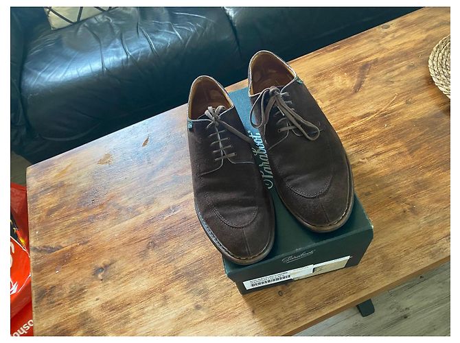 Paraboot Socrate Derby in Camoscio Marrone - vista 7