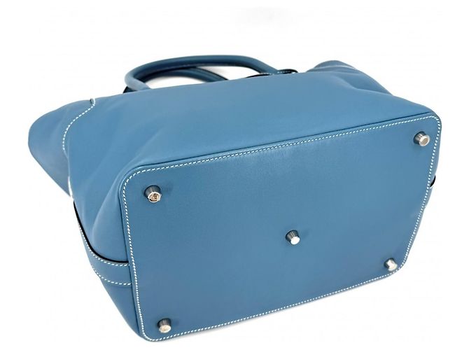 Hermès Borsa a tracolla Hermes Toolbox 26 in pelle blu - vista 3