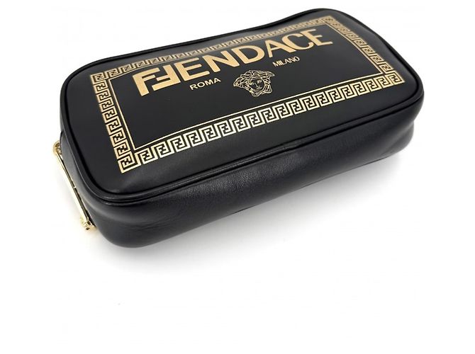 Borsa a tracolla Versace Medusa in pelle nera e oro Nero D'oro - vista 3