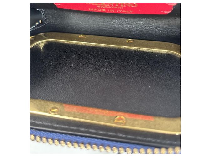 Borsa a tracolla in pelle blu Valentino Garavani - vista 7