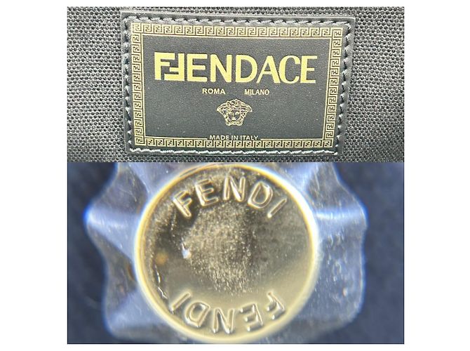 Medusa Versace x Fendi Canvas Tote Bag Schwarz Golden - Ansicht 5