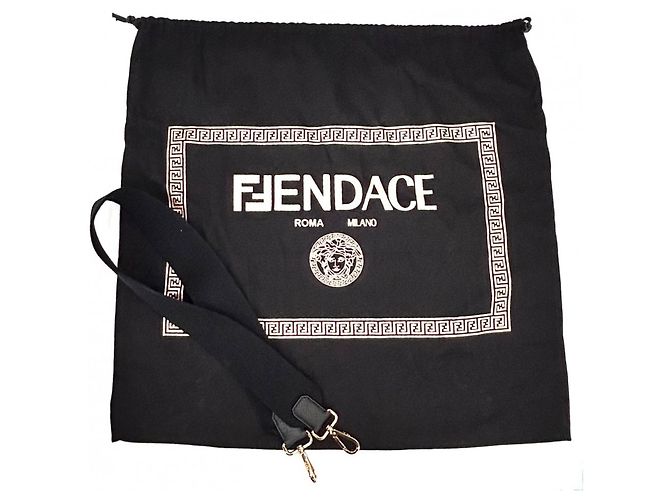 Medusa Versace x Fendi Canvas Tote Bag Schwarz Golden - Ansicht 7
