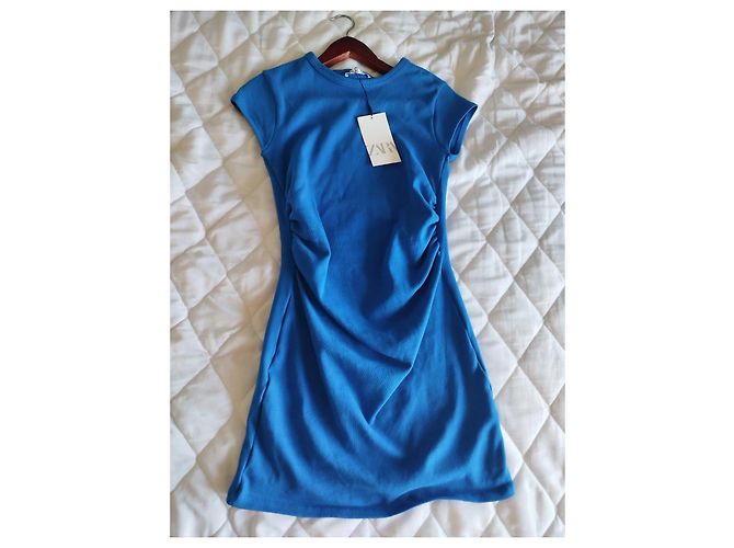 Zara Königsblaues Kleid mit seitlicher Raffung - Größe L - Ansicht 4