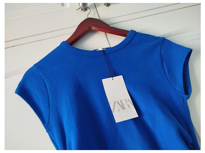 Zara Königsblaues Kleid mit seitlicher Raffung - Größe L - Ansicht 8