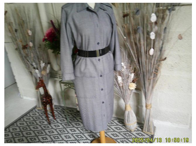 Trench-coat de lana gris a cuadros Guy Laroche Blanco - vista 2