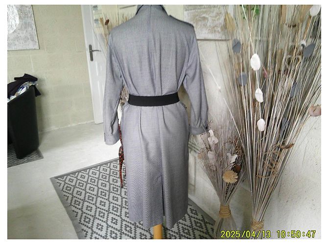 Trench-coat de lana gris a cuadros Guy Laroche Blanco - vista 3