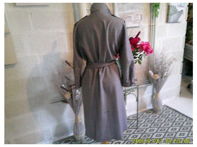 Trench-coat de lana gris a cuadros Guy Laroche Blanco - vista 5