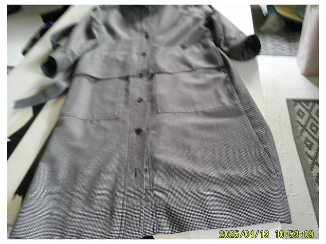 Trench-coat de lana gris a cuadros Guy Laroche Blanco - vista 6