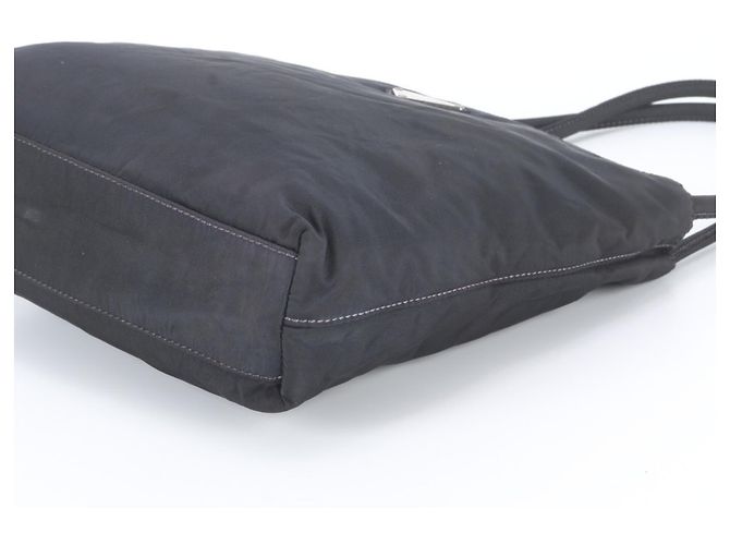 Tote Prada Tessuto Nylon Tragetasche mit Dreiecks-Logo Schwarz Lila - Ansicht 4
