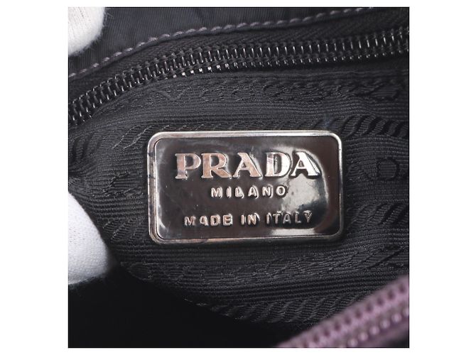 Tote Prada Tessuto Nylon Tragetasche mit Dreiecks-Logo Schwarz Lila - Ansicht 8