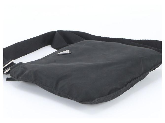 Bolsa Messenger Prada em nylon Tessuto com logo triangular Preto - vista 4